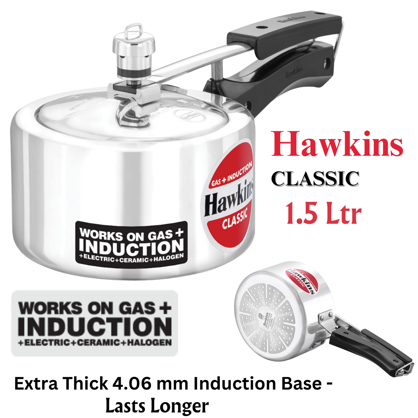 Hawkins Classic Aluminum Pressure Cooker | Induction Base | Inner Lid Cooker - Premium Aluminium Pressure Cooker from Hawkins - Just Rs. 1215! Shop now at Surana Sons