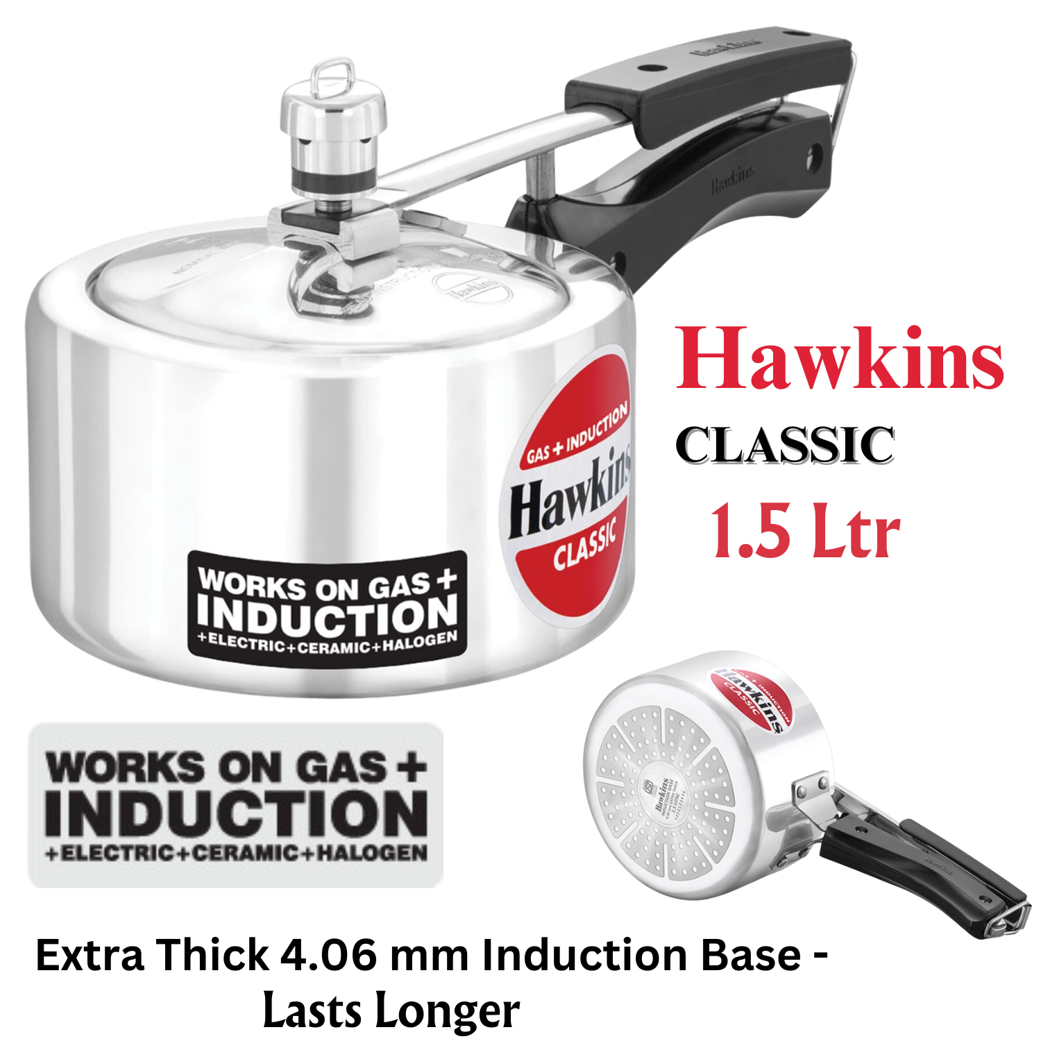 Hawkins Classic Aluminum Pressure Cooker | Induction Base | Inner Lid Cooker - Premium Aluminium Pressure Cooker from Hawkins - Just Rs. 1215! Shop now at Surana Sons