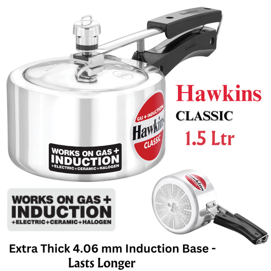 Hawkins Classic Aluminum Pressure Cooker | Induction Base | Inner Lid Cooker - Premium Aluminium Pressure Cooker from Hawkins - Just Rs. 1215! Shop now at Surana Sons