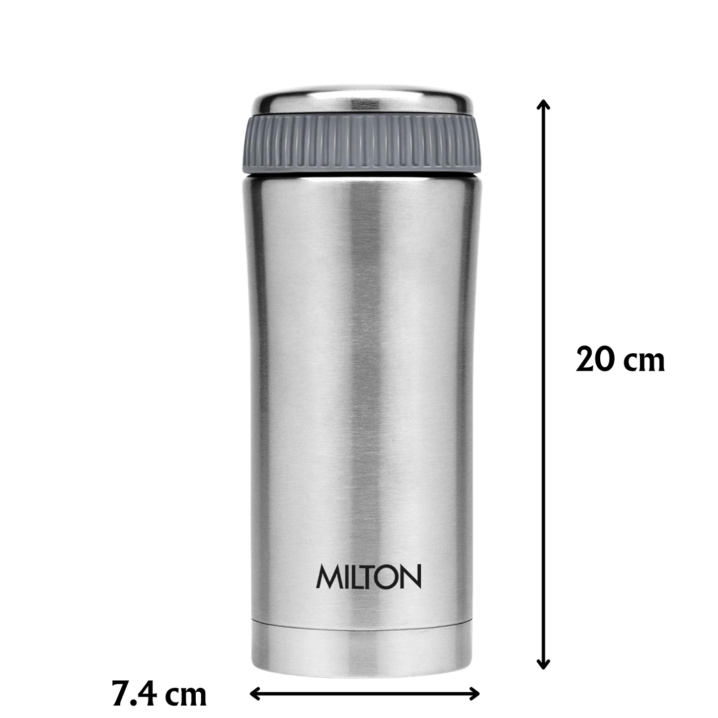 Milton Optima Thermosteel Hot and Cold Flask, Silver | Vacuum Insulated | Rust Proof | Leak Proof | Tea | Coffee | Juice