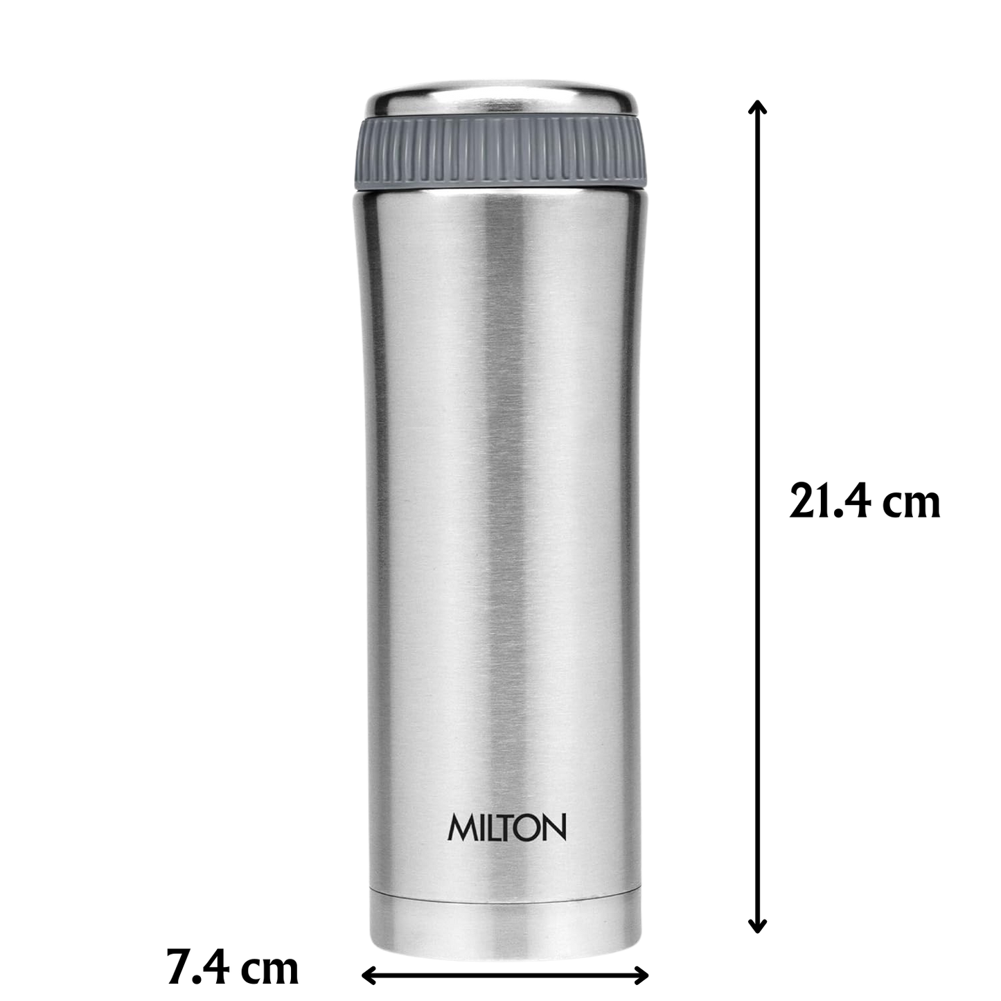 Milton Optima Thermosteel Hot and Cold Flask, Silver | Vacuum Insulated | Rust Proof | Leak Proof | Tea | Coffee | Juice