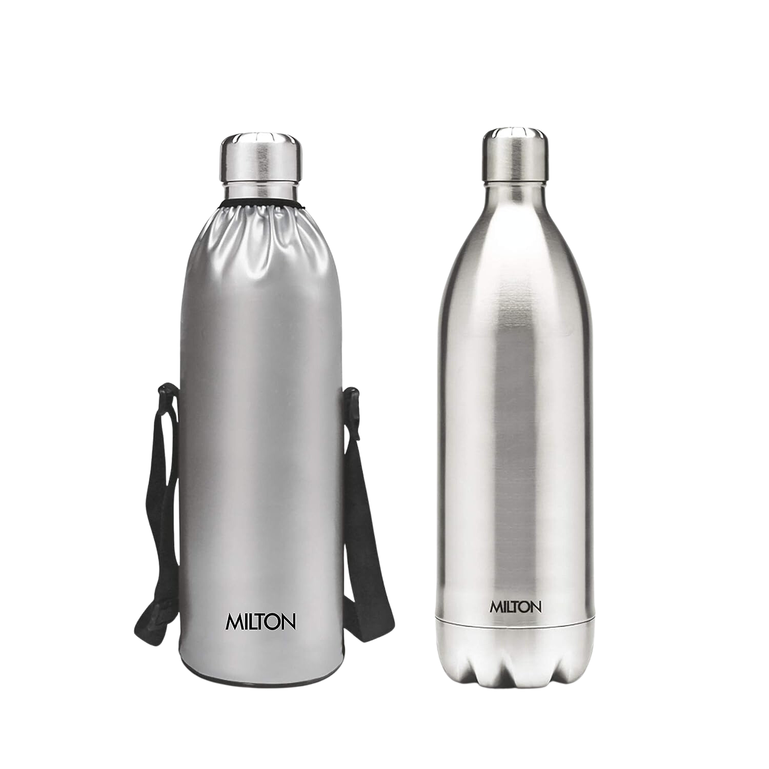 Milton Duo DLX 1800 Thermosteel 24 Hours Hot and Cold Water Bottle with Bag, Silver | Leak Proof | - Premium Hot & Cold Steel Vacuum Bottles from Milton - Just Rs. 1699! Shop now at Surana Sons