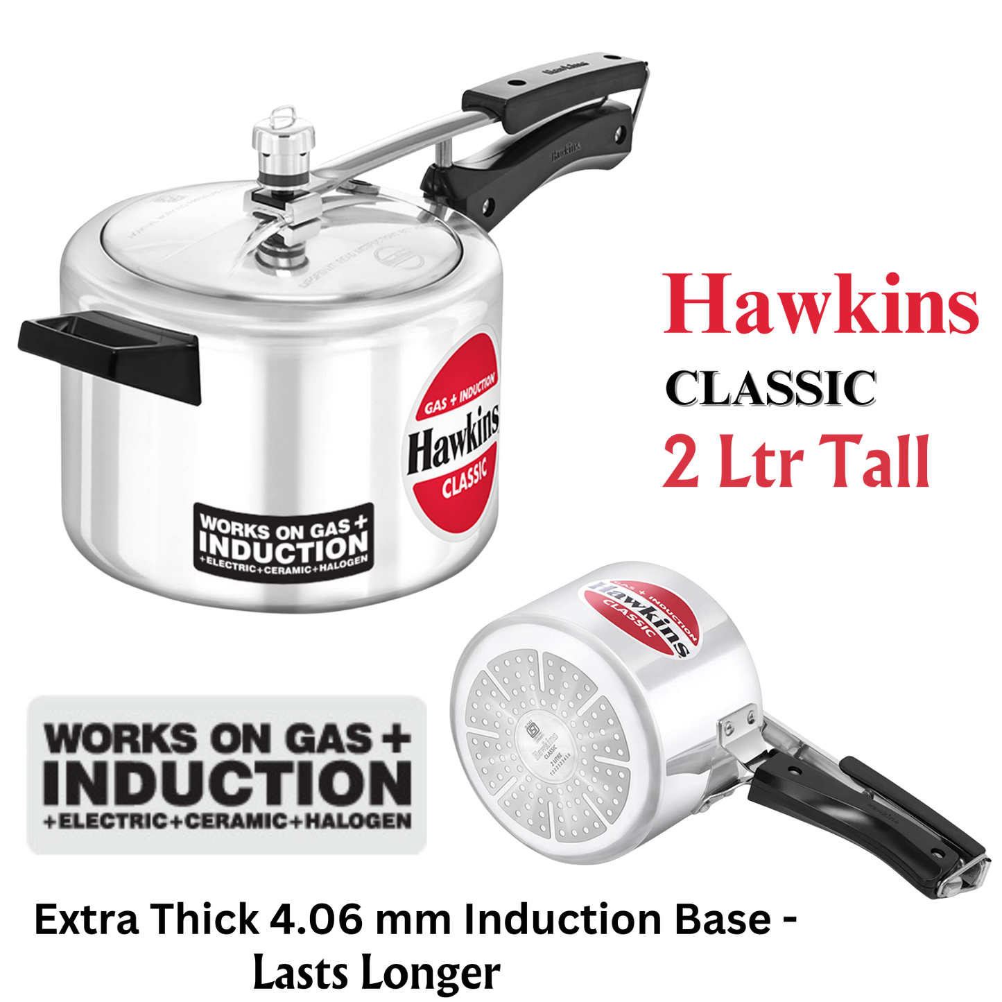 Hawkins Classic Aluminum Pressure Cooker | Induction Base | Inner Lid Cooker - Premium Aluminium Pressure Cooker from Hawkins - Just Rs. 1215! Shop now at Surana Sons