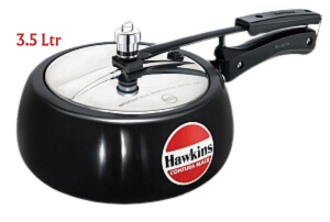 Hawkins Contura Black Hard Anodized Pressure Cooker | Stainless Steel Inner Lid - Premium hard anodised pressure cooker from hawkins - Just Rs. 1463! Shop now at Surana Sons