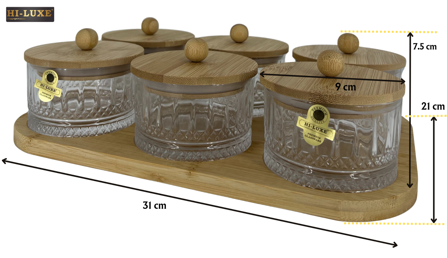 Hiluxe Premium Glass Bowl Set | Dry Fruit | With Wooden Lid & Tray | Home | Gifting | Gift Box | - Premium Dry Fruit Set from Hiluxe - Just Rs. 899! Shop now at Surana Sons