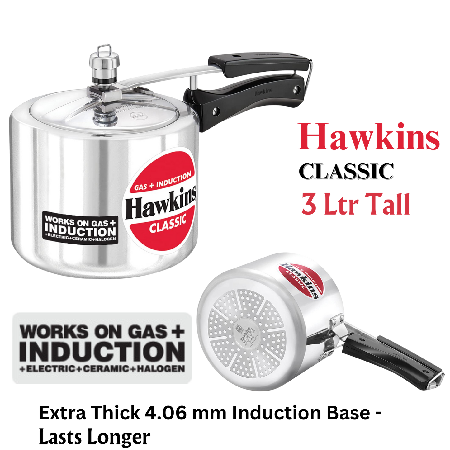 Hawkins Classic Aluminum Pressure Cooker | Induction Base | Inner Lid Cooker - Premium Aluminium Pressure Cooker from Hawkins - Just Rs. 1215! Shop now at Surana Sons