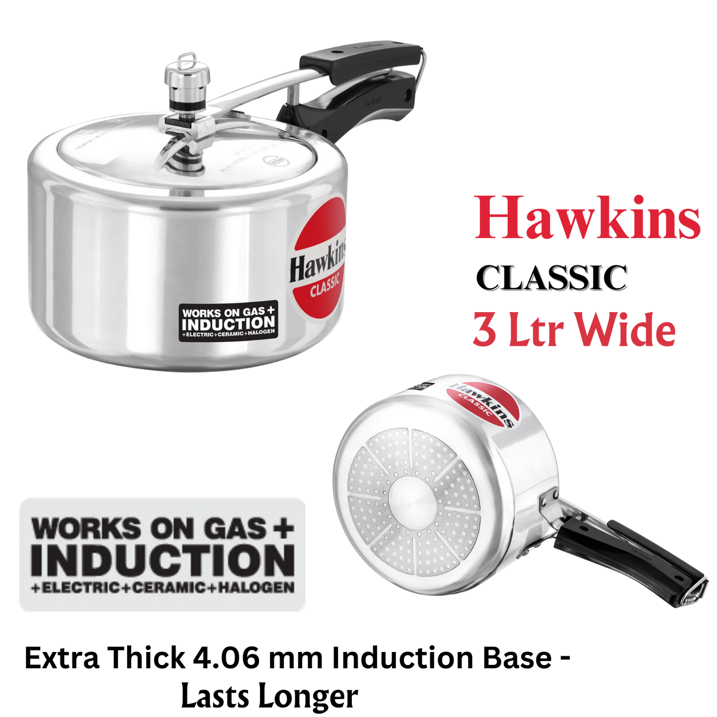 Hawkins Classic Aluminum Pressure Cooker | Induction Base | Inner Lid Cooker - Premium Aluminium Pressure Cooker from Hawkins - Just Rs. 1215! Shop now at Surana Sons