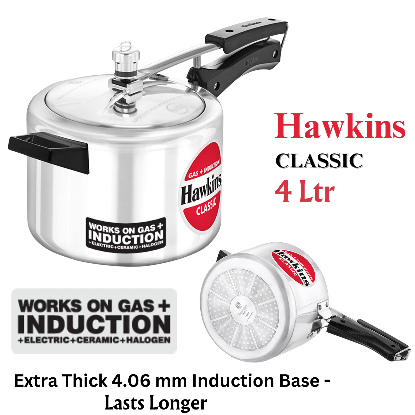 Hawkins Classic Aluminum Pressure Cooker | Induction Base | Inner Lid Cooker - Premium Aluminium Pressure Cooker from Hawkins - Just Rs. 1215! Shop now at Surana Sons