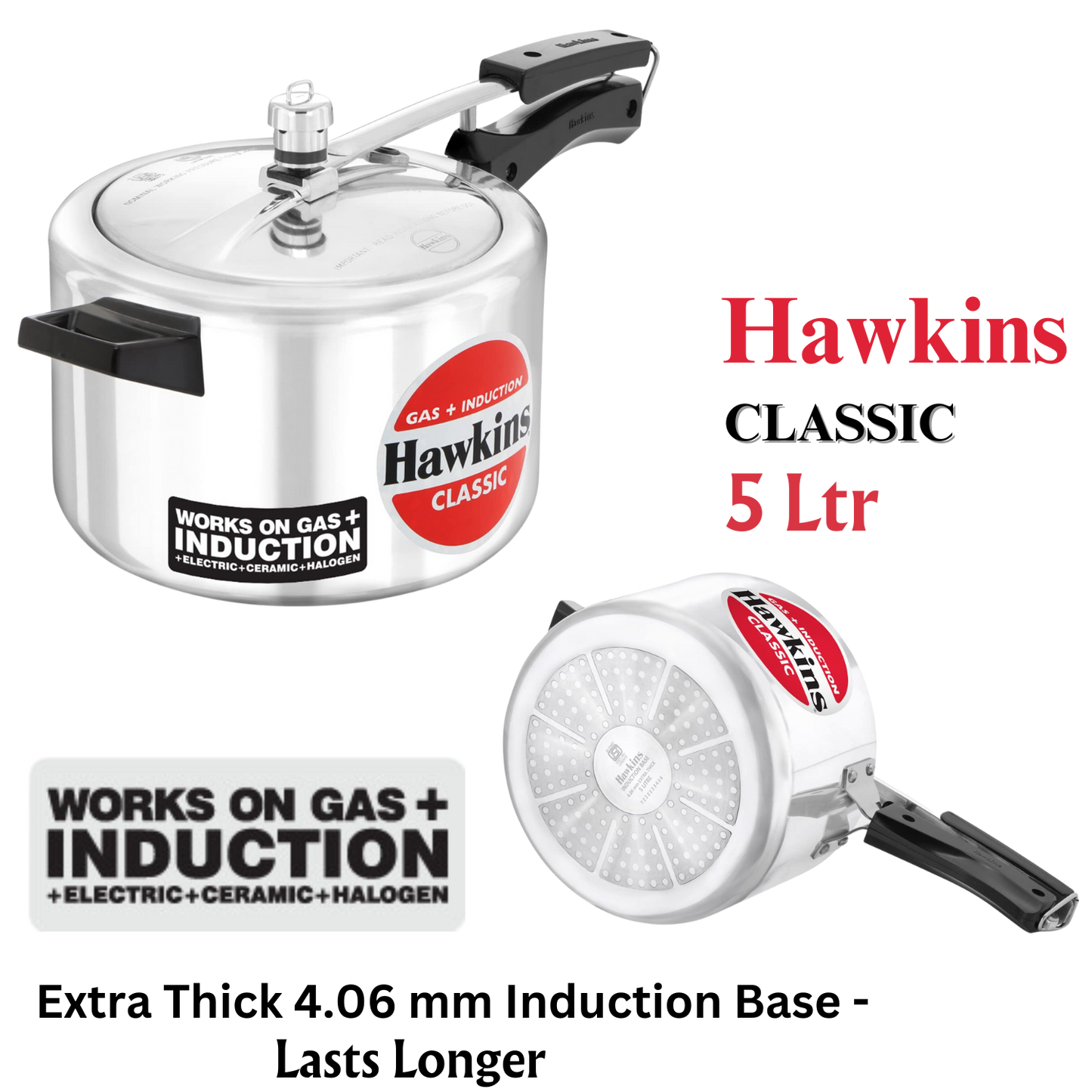 Hawkins Classic Aluminum Pressure Cooker | Induction Base | Inner Lid Cooker - Premium Aluminium Pressure Cooker from Hawkins - Just Rs. 1215! Shop now at Surana Sons