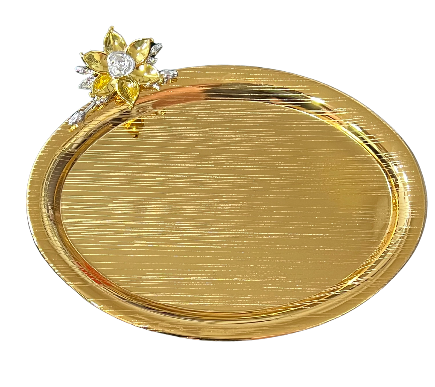 Hiluxe Gold Plated Designer Premium Platter, Tray, Oval | Ideal For Serving, Gifting, Decoration | Gift Box - Premium Gold Plated Platter from Hiluxe - Just Rs. 816! Shop now at Surana Sons