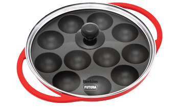 Hawkins Non Stick Appe Pan, Paniyarakkal  Pan, Litti Pan with Glass Lid, 12 Cups - Premium Non Stick Appam Patra with Glaas lid from Hawkins - Just Rs. 1170! Shop now at Surana Sons