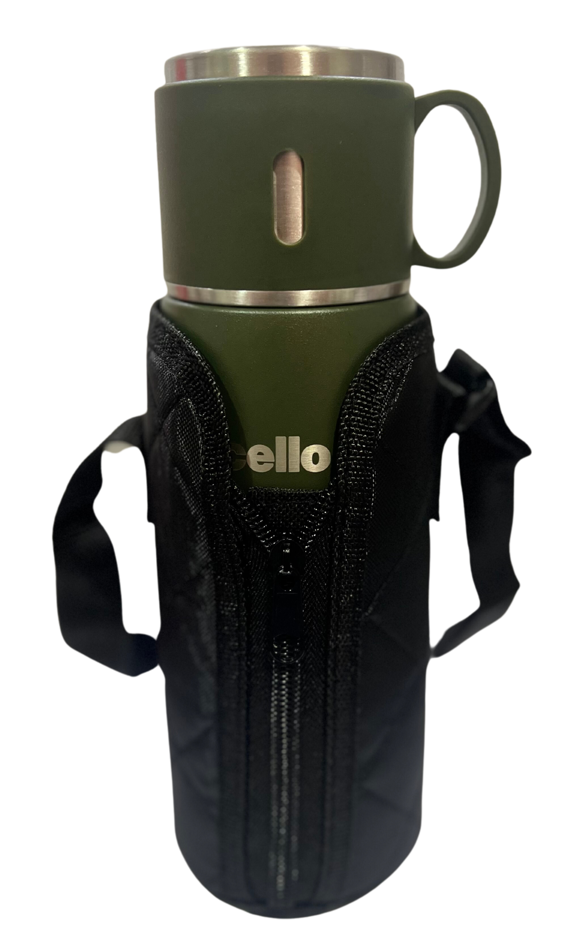 Cello Duro Cupstyle Double Walled, Duro Tuff Steel Series, Vacusteel Water Flask with Durable DTP Coating | With Zip Cover - Premium SS Thermos from Cello - Just Rs. 760! Shop now at Surana Sons