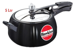 Hawkins Contura Black Hard Anodized Pressure Cooker | Stainless Steel Inner Lid - Premium hard anodised pressure cooker from hawkins - Just Rs. 1463! Shop now at Surana Sons