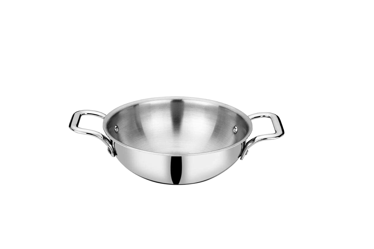 Bhalaria Food Grade Stainless Steel Triply Kadhai with Lid & Handle - 18 Cm, 1 Ltr (Induction and Dishwasher Compatible) - Premium  from Bhalaria - Just Rs. 1599! Shop now at Surana Sons