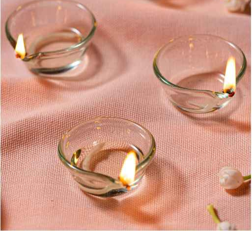 Borosil Glass Diya, Set of 6, 100% Borosilicate, Scratch & Chip Resistant - Premium Glass Diya from Borosil - Just Rs. 380! Shop now at Surana Sons