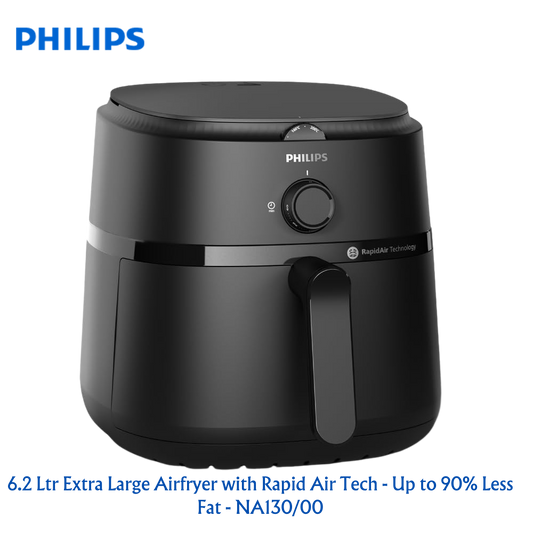 Philips 6.2 Ltr Extra Large Airfryer with Rapid Air Tech - Up to 90% Less Fat - NA130/00 - Premium Air Fryer from Philips - Just Rs. 6100! Shop now at Surana Sons