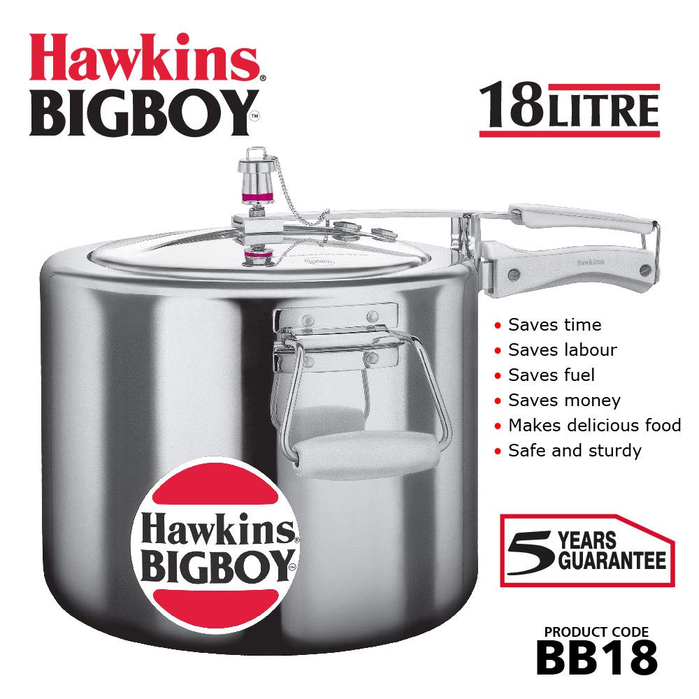 Hawkins BigBoy 18/22 Ltr Aluminum Inner Lid Pressure Cooker (Silver) - Premium Aluminium Pressure Cooker from Hawkins - Just Rs. 5850! Shop now at Surana Sons