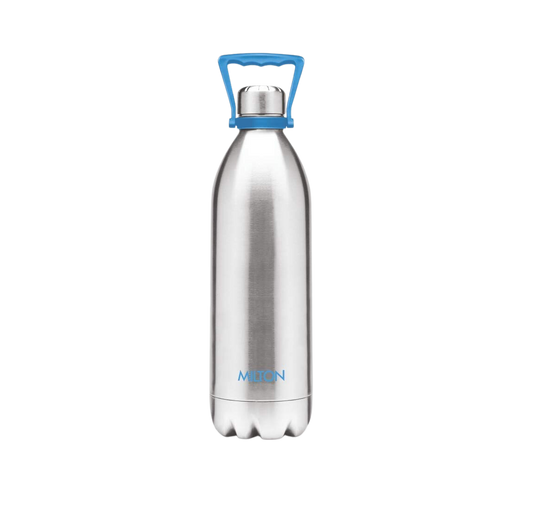 Milton Duo 2000 (1860 ML) Thermosteel 24 Hours Hot and Cold Water Bottle with Handle, 1 Piece, 1.86 Litres, Silver | Leak Proof | - Premium Hot & Cold Steel Vacuum Bottles from Milton - Just Rs. 1750! Shop now at Surana Sons