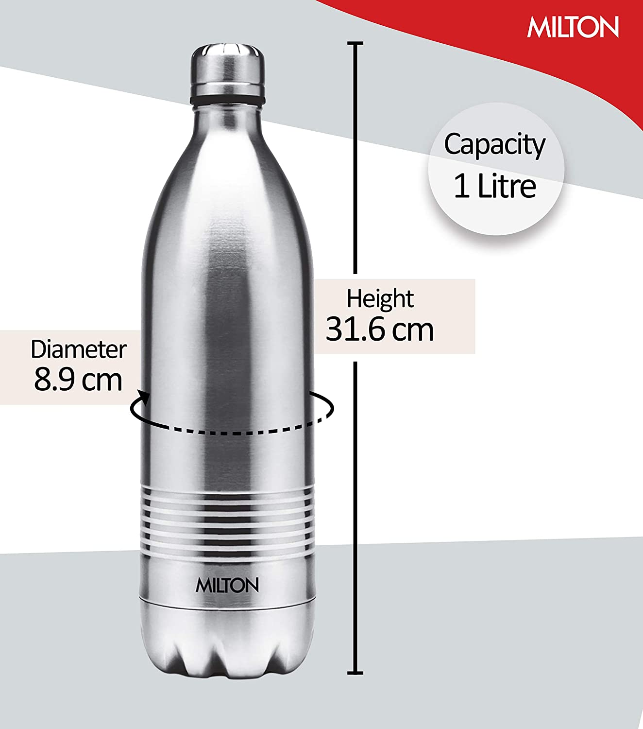 Milton Duo DLX 1000 Thermosteel 24 Hours Hot and Cold Water Bottle, 1 Piece, 1 Litre, Silver | Leak Proof | Office Bottle | Gym | Home | Kitchen | Hiking | Trekking | Travel Bottle - Premium Hot & Cold Steel water bottle from Milton - Just Rs. 1160! Shop now at Surana Sons