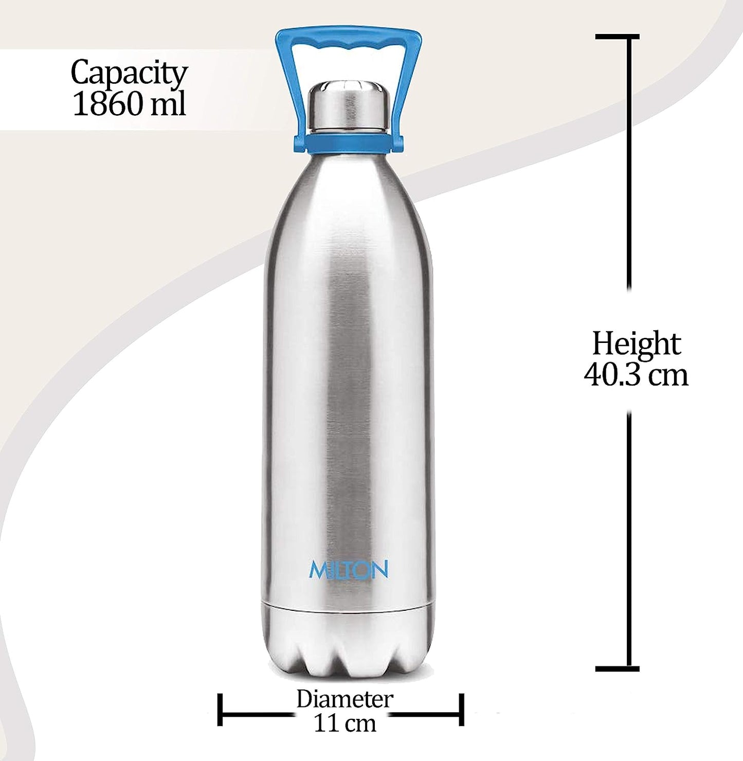 Milton Duo 2000 (1860 ML) Thermosteel 24 Hours Hot and Cold Water Bottle with Handle, 1 Piece, 1.86 Litres, Silver | Leak Proof | - Premium Hot & Cold Steel Vacuum Bottles from Milton - Just Rs. 1750! Shop now at Surana Sons