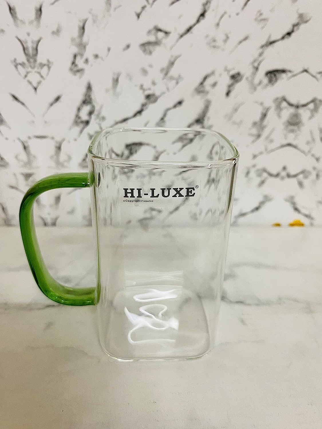 Hi-Luxe Set of 6 pcs Mug Helix Square with Borosilicate Glass with Multi-Coloured Handles - Premium Glass Mugs with handle from Hiluxe - Just Rs. 878! Shop now at Surana Sons