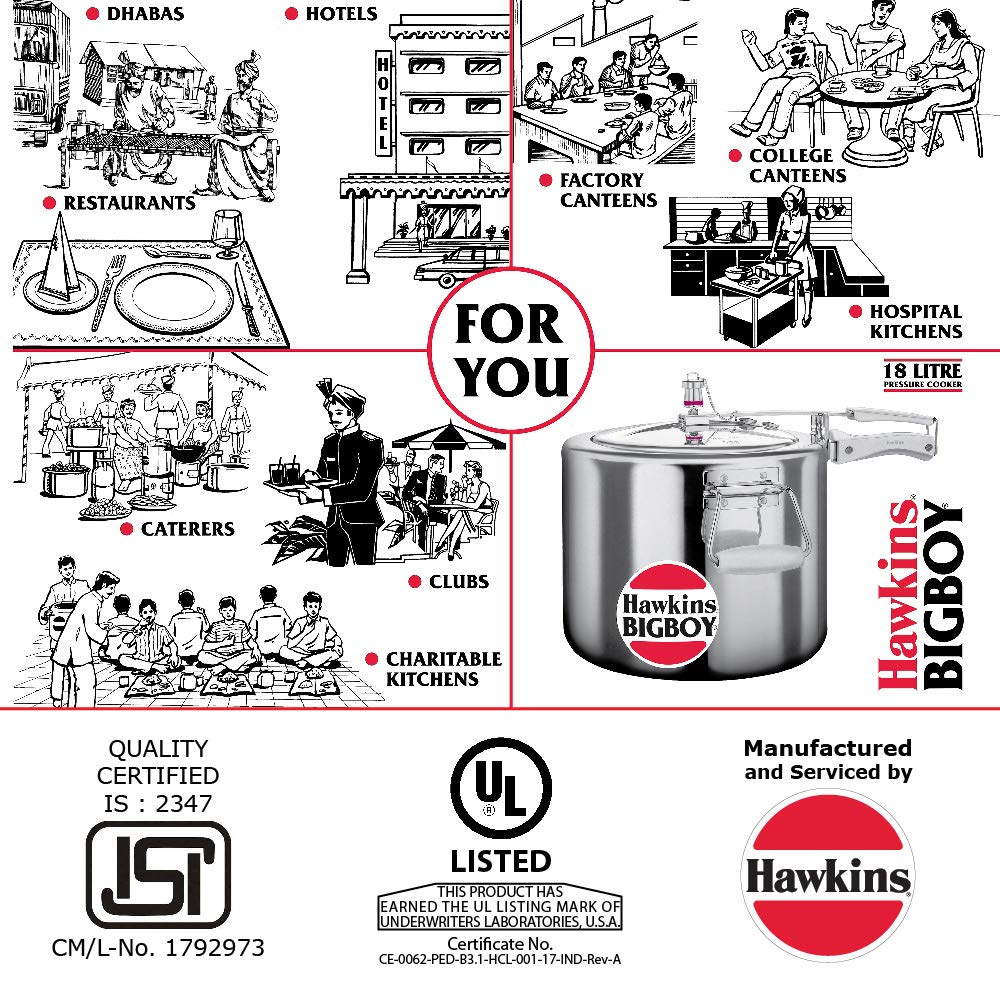 Hawkins BigBoy 18/22 Ltr Aluminum Inner Lid Pressure Cooker (Silver) - Premium Aluminium Pressure Cooker from Hawkins - Just Rs. 5850! Shop now at Surana Sons