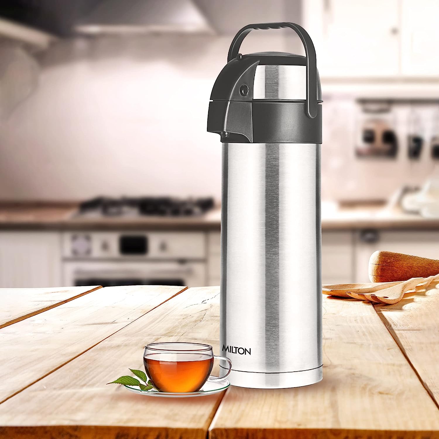 Milton Beverage Dispenser Stainless Steel for Serving Tea Coffee, Double Wall Vacuum Insulated | Easy Travel with Handle - Premium Thermos from Milton - Just Rs. 3230! Shop now at Surana Sons