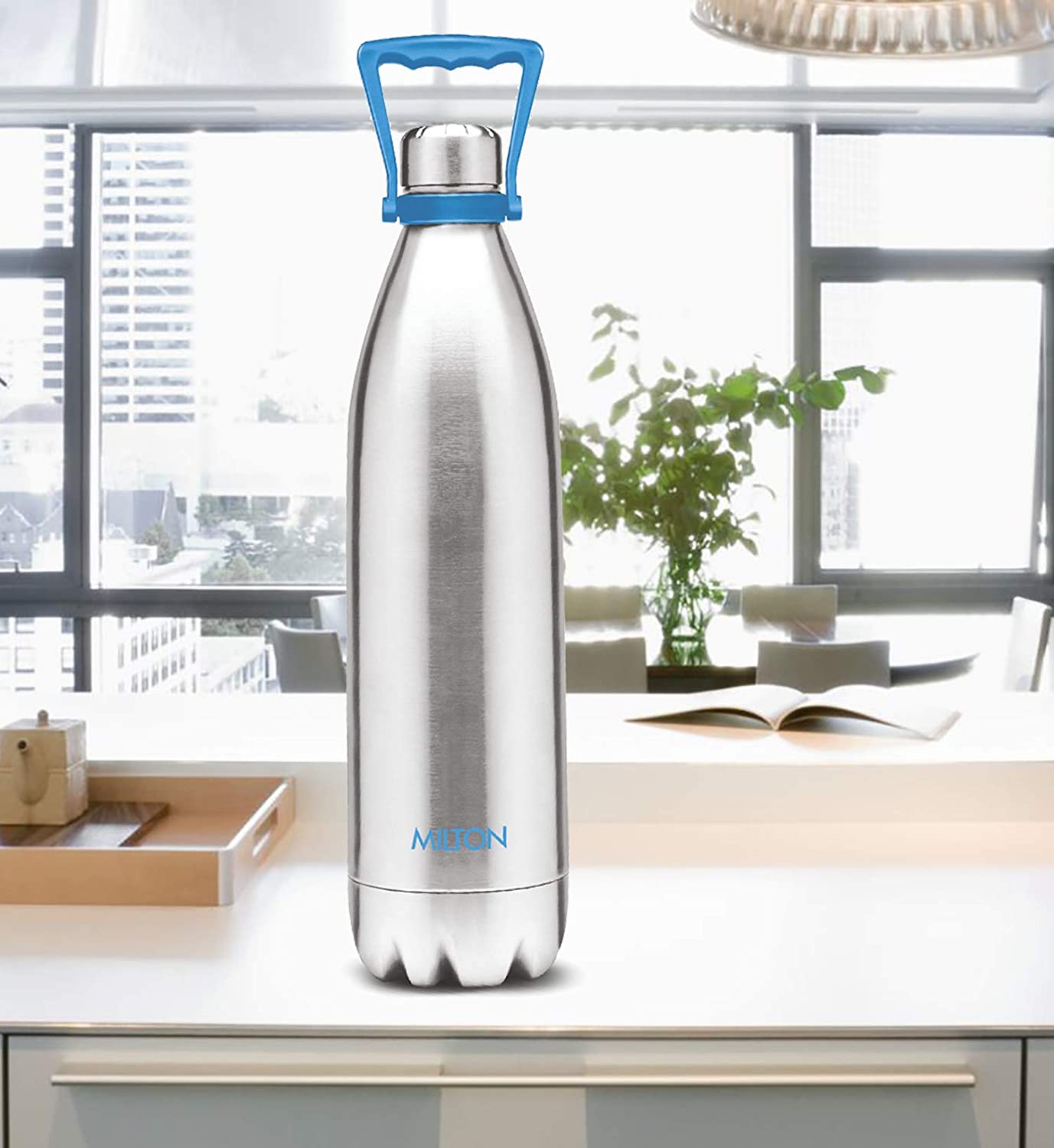 Milton Duo 2200 Thermosteel 24 Hours Hot and Cold Water Bottle with Handle, 1 Piece, 2.02 Litres, Silver | Leak Proof | Office Bottle | Gym | Home | Kitchen | Hiking | Trekking | Travel Bottle - Premium Hot & Cold Steel Vacuum Bottles from Milton - Just Rs. 1928! Shop now at Surana Sons