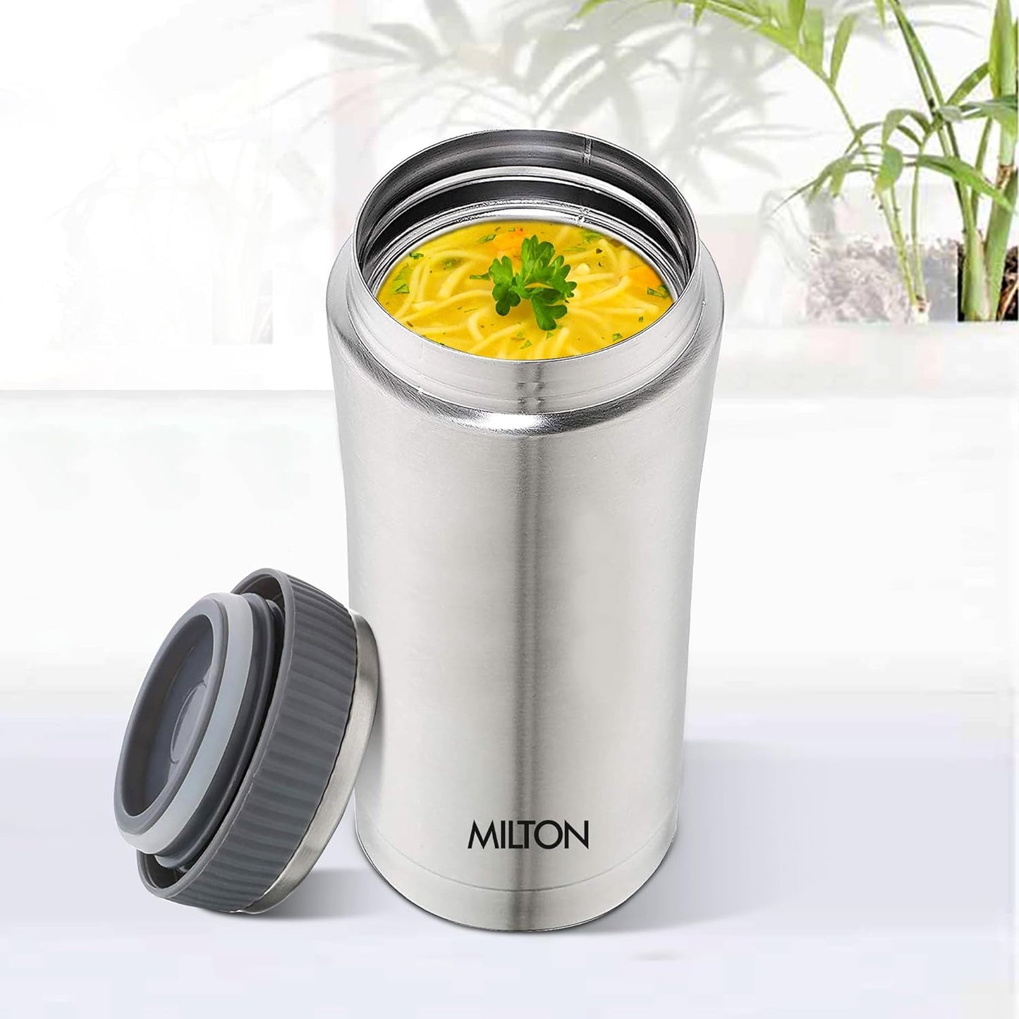 Milton Optima Thermosteel Hot and Cold Flask, Silver | Vacuum Insulated | Rust Proof | Leak Proof | Tea | Coffee | Juice