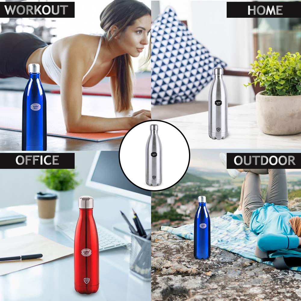 Cello Swift Stainless Steel Vacuum Insulated Flask Hot and Cold Water Bottle with Screw lid | For Home, Office, Travel - Premium Hot & Cold Steel Vacuum Bottles from Cello - Just Rs. 623! Shop now at Surana Sons