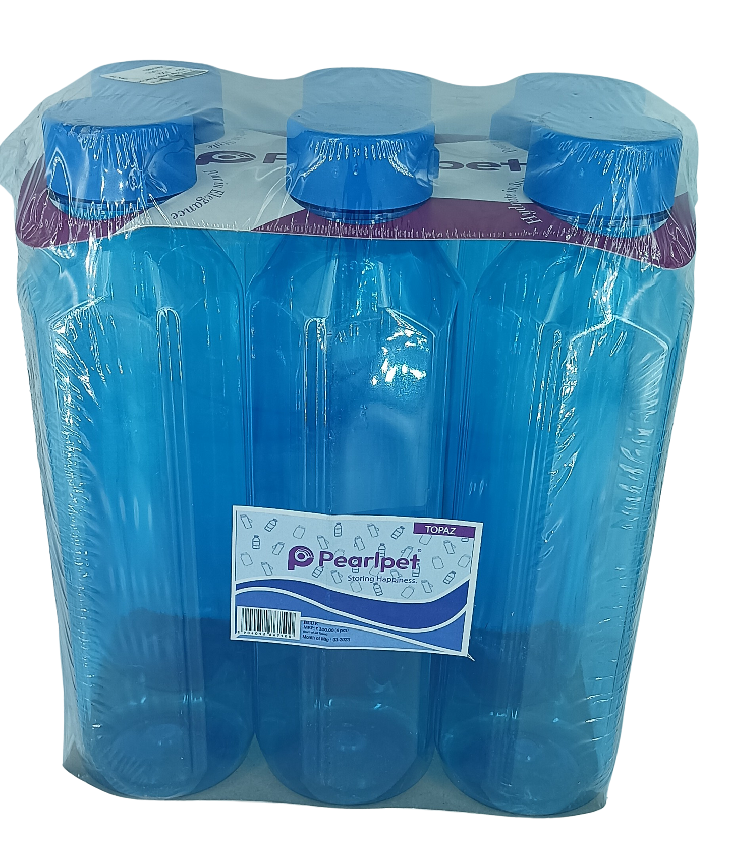 PEARLPET  BPA-free Plastic Water Bottle Set of 6 Pcs | Fridge Bottle