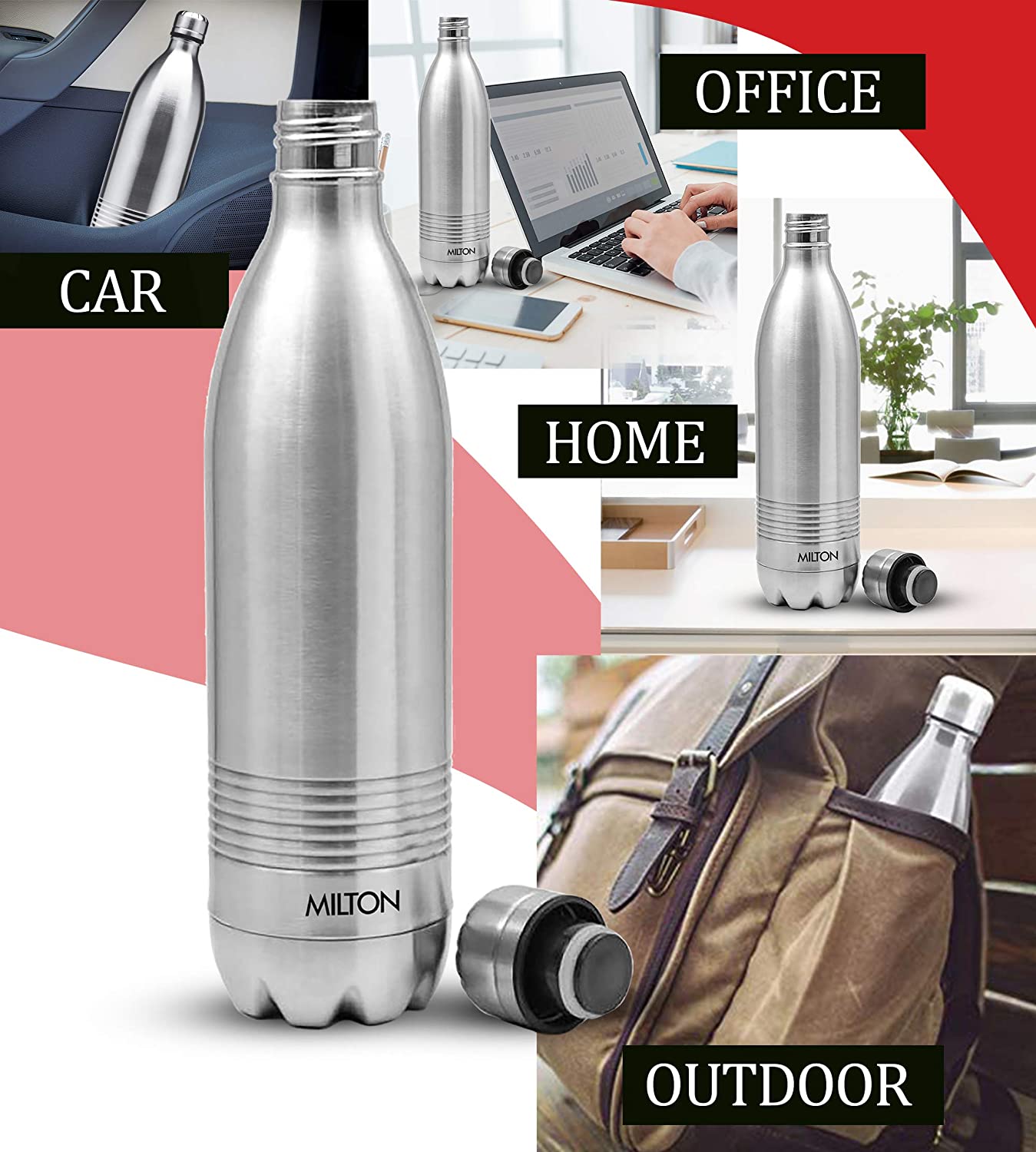 Milton Duo DLX 1000 Thermosteel 24 Hours Hot and Cold Water Bottle | Leak Proof - Premium Hot & Cold Steel water bottle from Milton - Just Rs. 1160! Shop now at Surana Sons