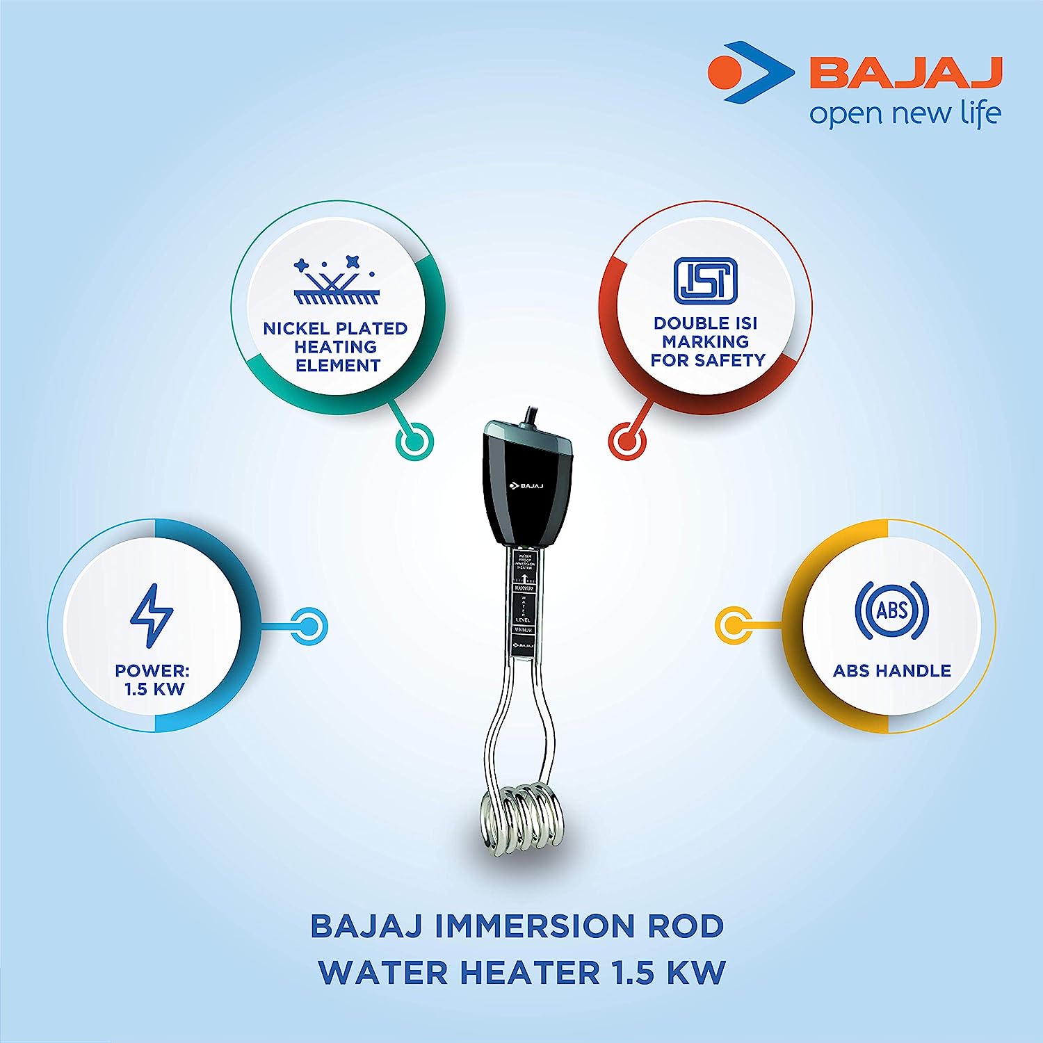 Bajaj Waterproof Immersion Rod Water Heater - Premium Immersion Rod from Bajaj - Just Rs. 595! Shop now at Surana Sons