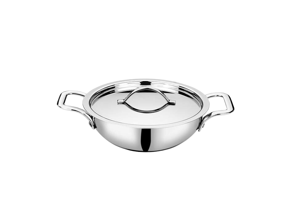 Bhalaria Food Grade Stainless Steel Triply Kadhai with Lid & Handle - 18 Cm, 1 Ltr (Induction and Dishwasher Compatible) - Premium  from Bhalaria - Just Rs. 1599! Shop now at Surana Sons