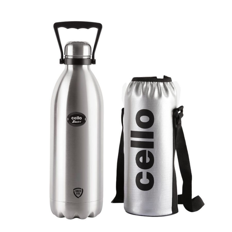 Cello Swift Stainless Steel Vacuum Insulated Flask Hot and Cold Water Bottle with Screw lid | For Home, Office, Travel - Premium Hot & Cold Steel Vacuum Bottles from Cello - Just Rs. 623! Shop now at Surana Sons