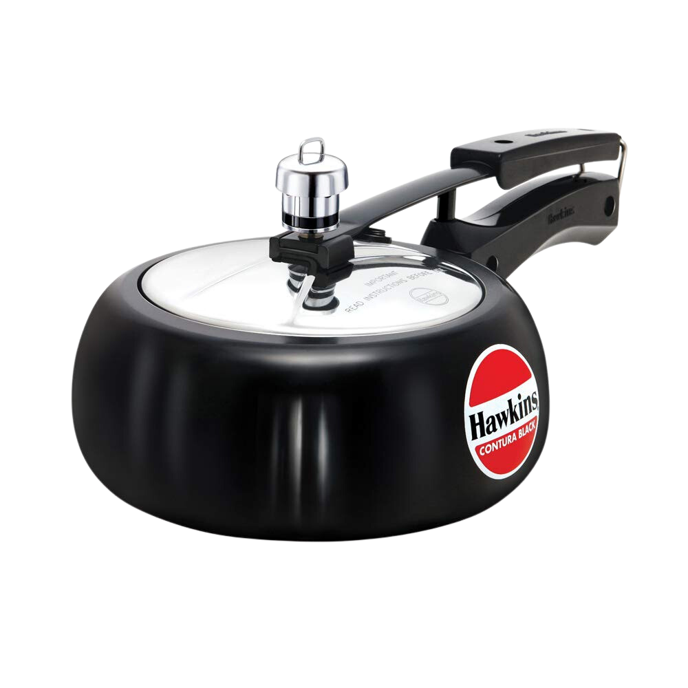 Hawkins Contura Black Hard Anodized Pressure Cooker | Stainless Steel Inner Lid - Premium hard anodised pressure cooker from hawkins - Just Rs. 1463! Shop now at Surana Sons