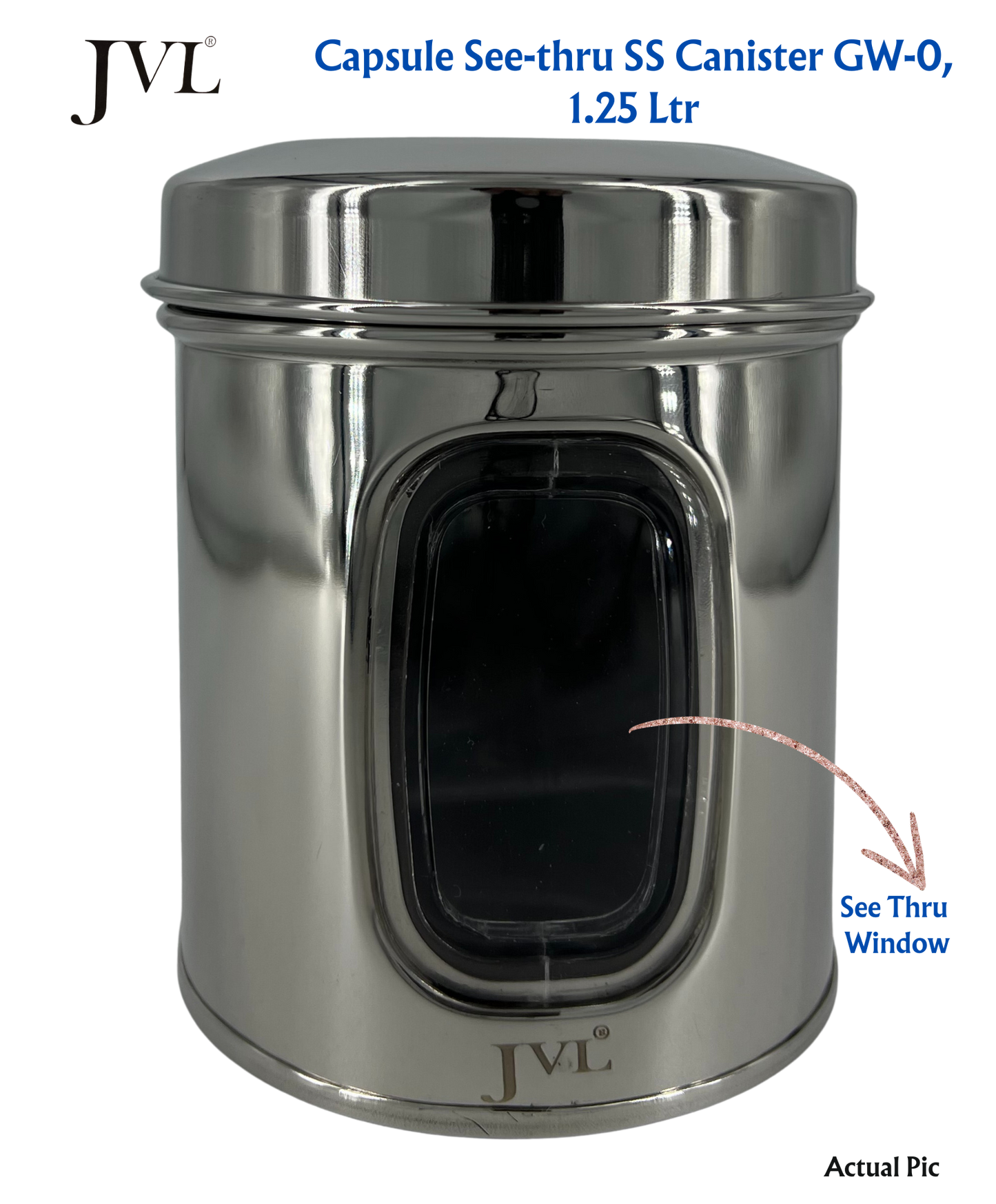 JVL Premium Stainless Steel Kitchen Food Storage Capsule Shape Galaxy Window Canister with SS Lid for Dry items Storage - Premium Storage Jar from JVL - Just Rs. 799! Shop now at Surana Sons