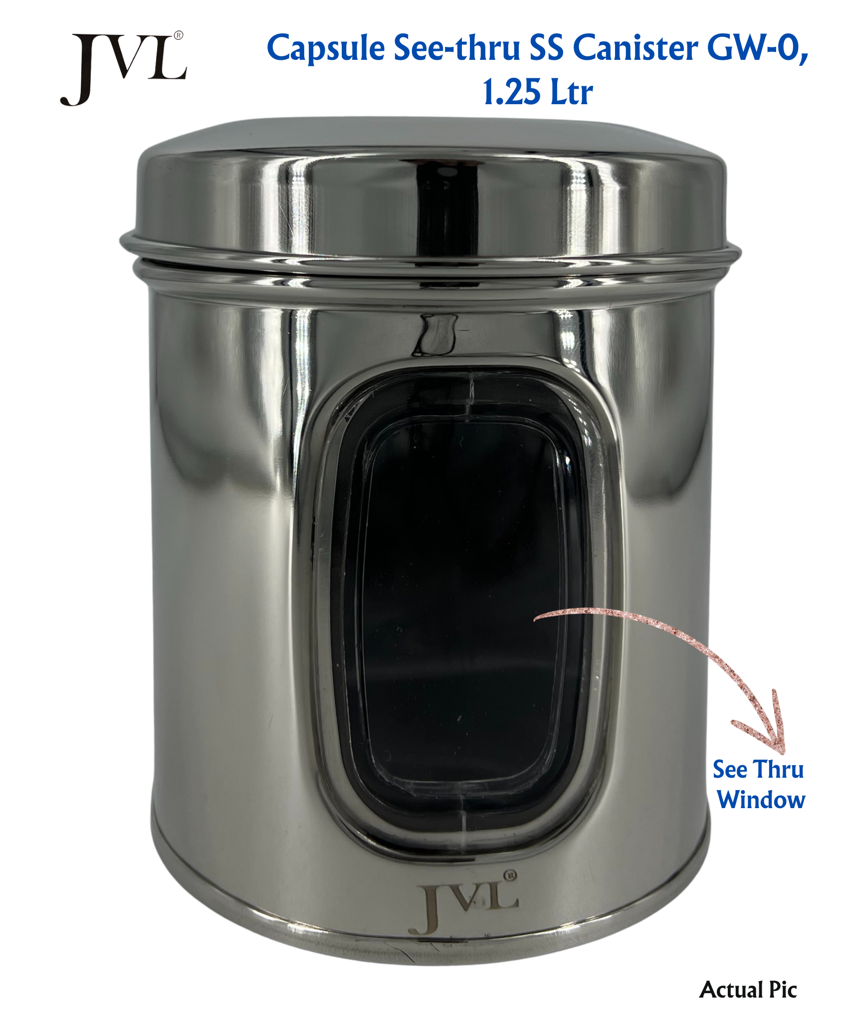 JVL Premium Stainless Steel Kitchen Food Storage Capsule Shape Galaxy Window Canister with SS Lid for Dry items Storage - Premium Storage Jar from JVL - Just Rs. 799! Shop now at Surana Sons