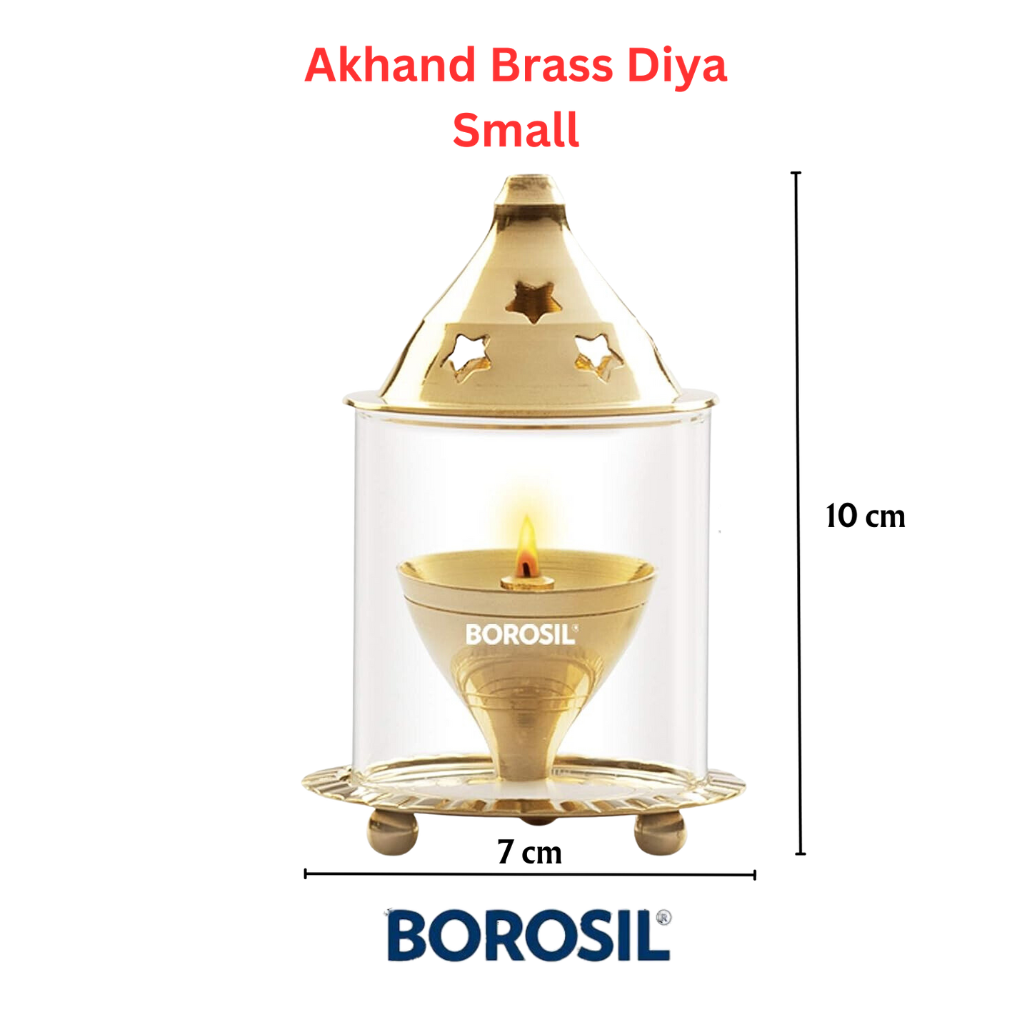 Borosil Akhand Diya, Brass | Exquisite Design | Ideal for Pooja Place | Gifting - Premium Brass Diya from borosil - Just Rs. 518! Shop now at Surana Sons