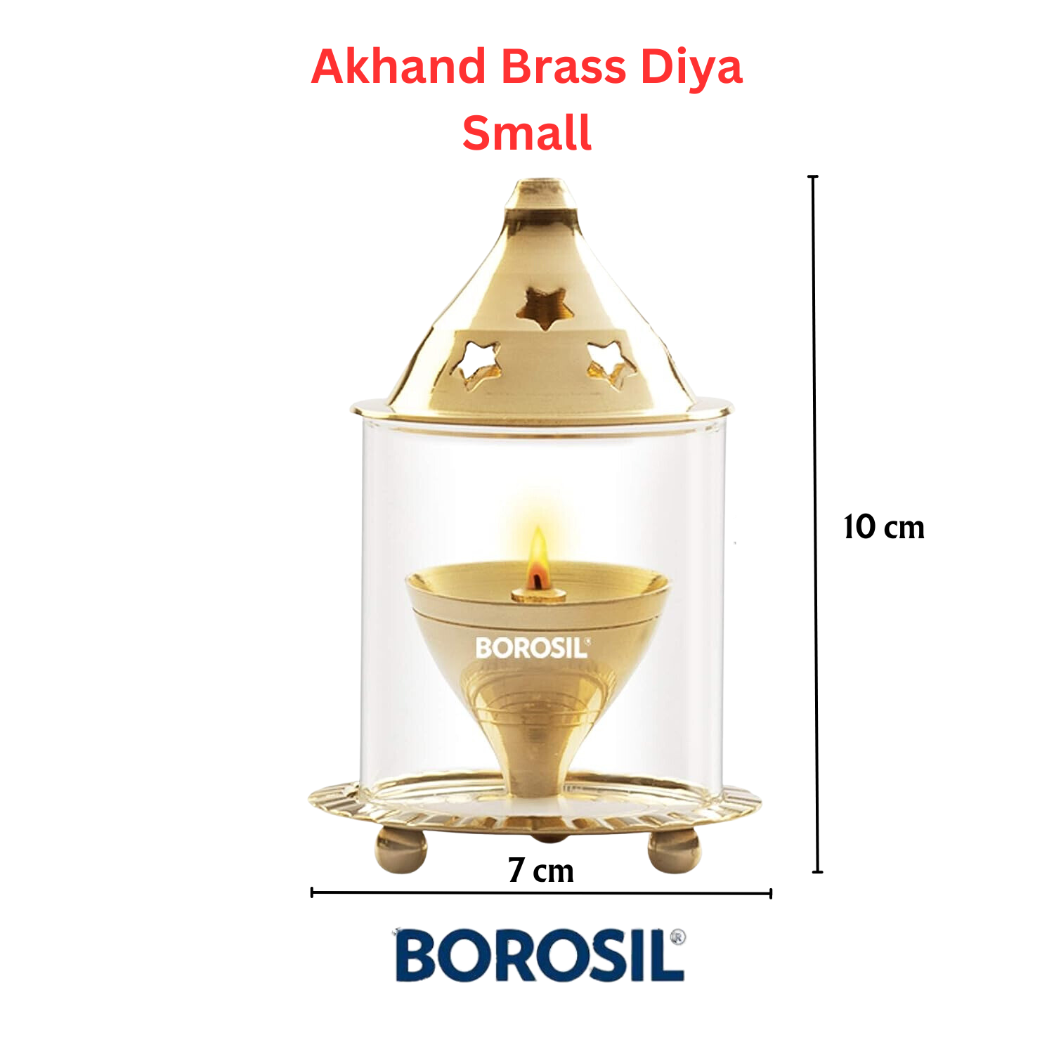 Borosil Akhand Diya, Brass | Exquisite Design | Ideal for Pooja Place | Gifting - Premium Brass Diya from borosil - Just Rs. 518! Shop now at Surana Sons