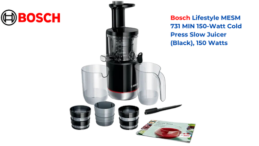 Bosch Lifestyle MESM 731 MIN 150-Watt Cold Press Slow Juicer (Black) - Premium Slow Centrifugal Juicers from Bosch - Just Rs. 18999! Shop now at Surana Sons