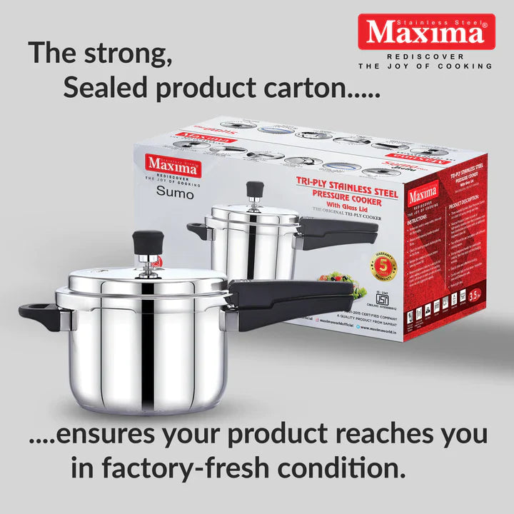 Maxima Triply Stainless Steel Outer Lid Sumo/Sumo Plus Pressure Cooker (Induction Friendly) - Premium ss triply pressure cookers from Maxima - Just Rs. 2186! Shop now at Surana Sons