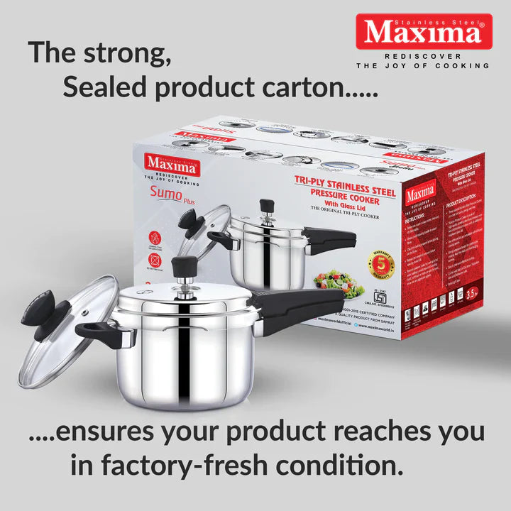 Maxima Triply Stainless Steel Outer Lid Sumo/Sumo Plus Pressure Cooker (Induction Friendly) - Premium ss triply pressure cookers from Maxima - Just Rs. 2186! Shop now at Surana Sons