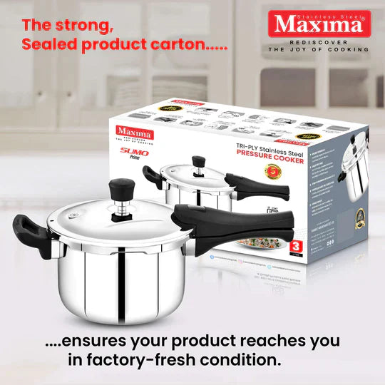 Maxima Triply SS Sumo Prime Pressure Cooker (Induction Friendly) - Premium SS pressure cooker from Maxima - Just Rs. 2796! Shop now at Surana Sons