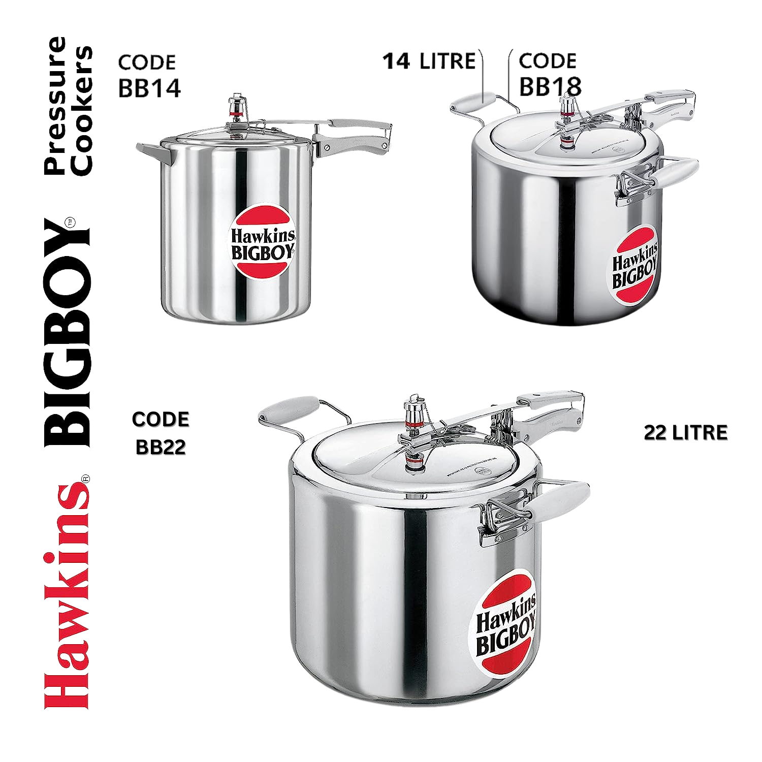 Hawkins BigBoy 18/22 Ltr Aluminum Inner Lid Pressure Cooker (Silver) - Premium Aluminium Pressure Cooker from Hawkins - Just Rs. 5850! Shop now at Surana Sons