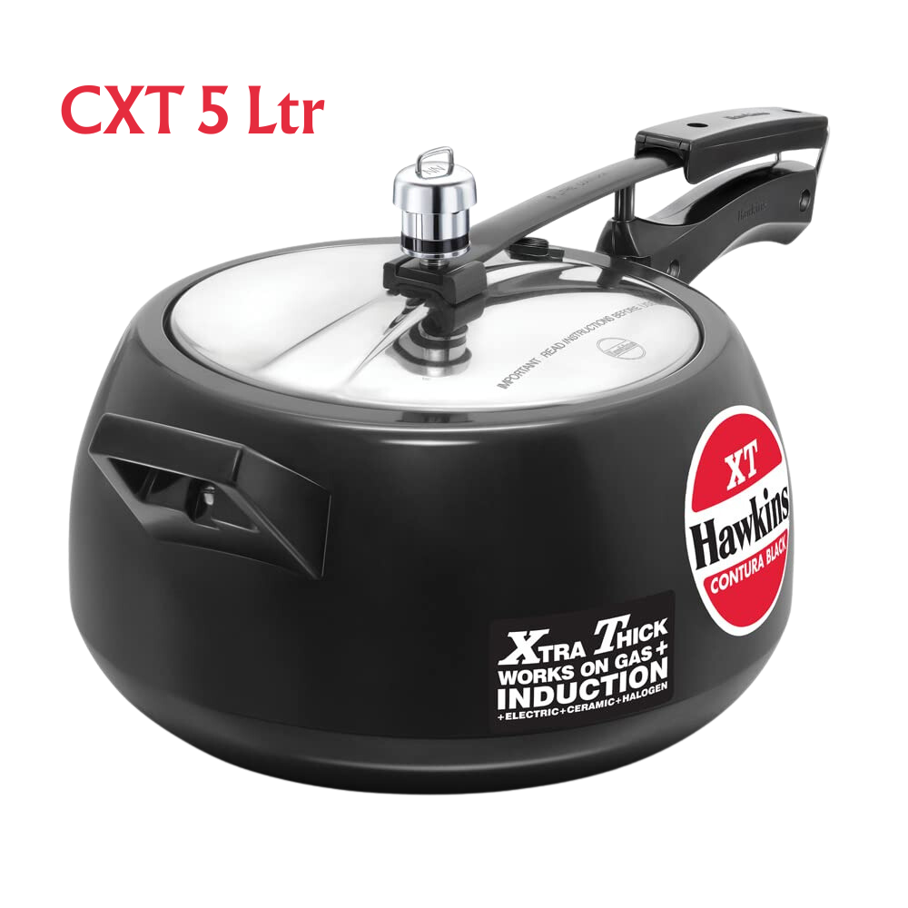 Hawkins Contura Black XT, Stainless Steel Inner Lid Pressure Cooker | Induction Base - Premium hard anodised pressure cooker from Hawkins - Just Rs. 1688! Shop now at Surana Sons