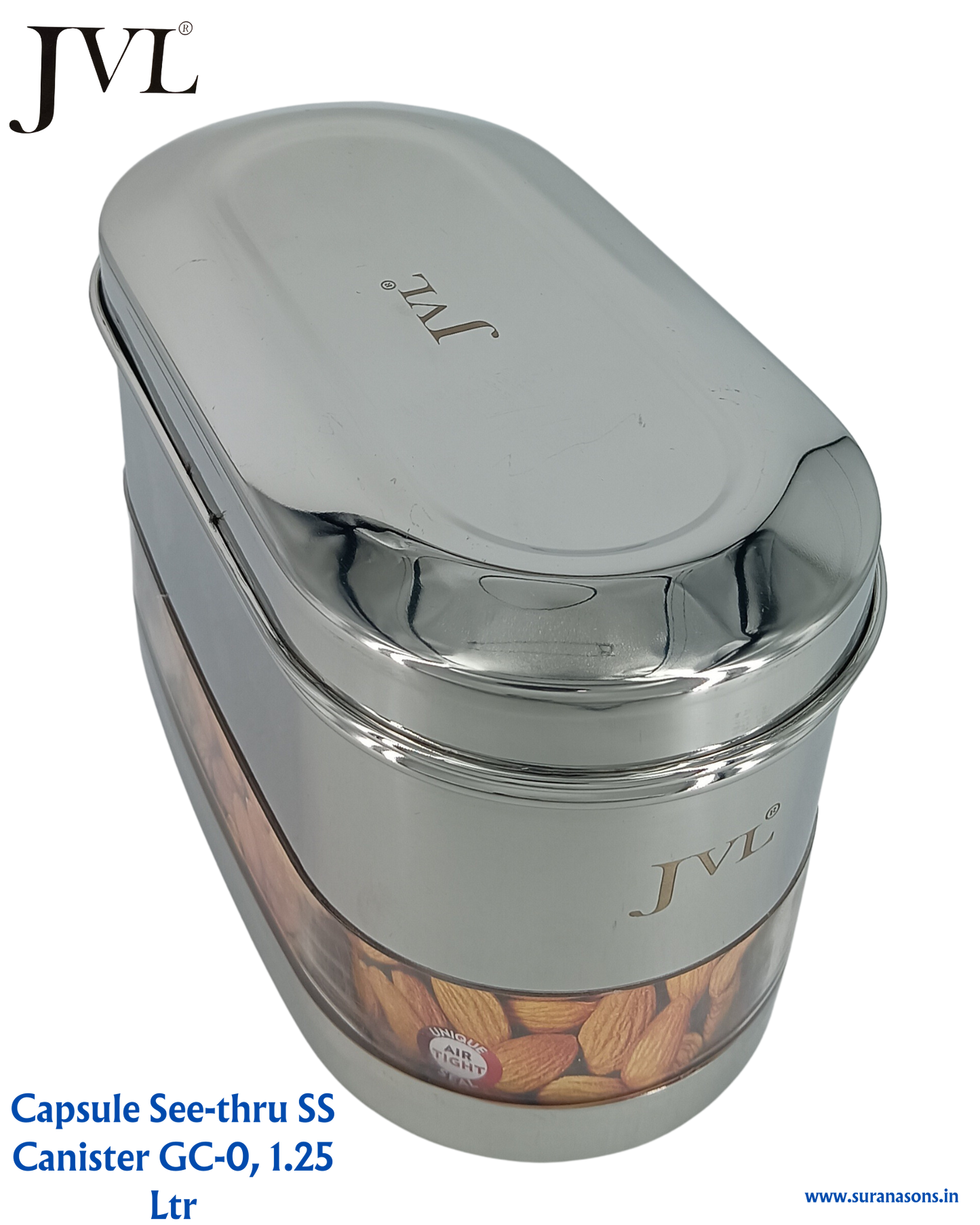 JVL Premium SS, Mirror Polish Kitchen Food Storage Capsule Shape Galaxy Clear Canister for Dry items Store only - Premium SS Barni/Containers from JVL - Just Rs. 874! Shop now at Surana Sons