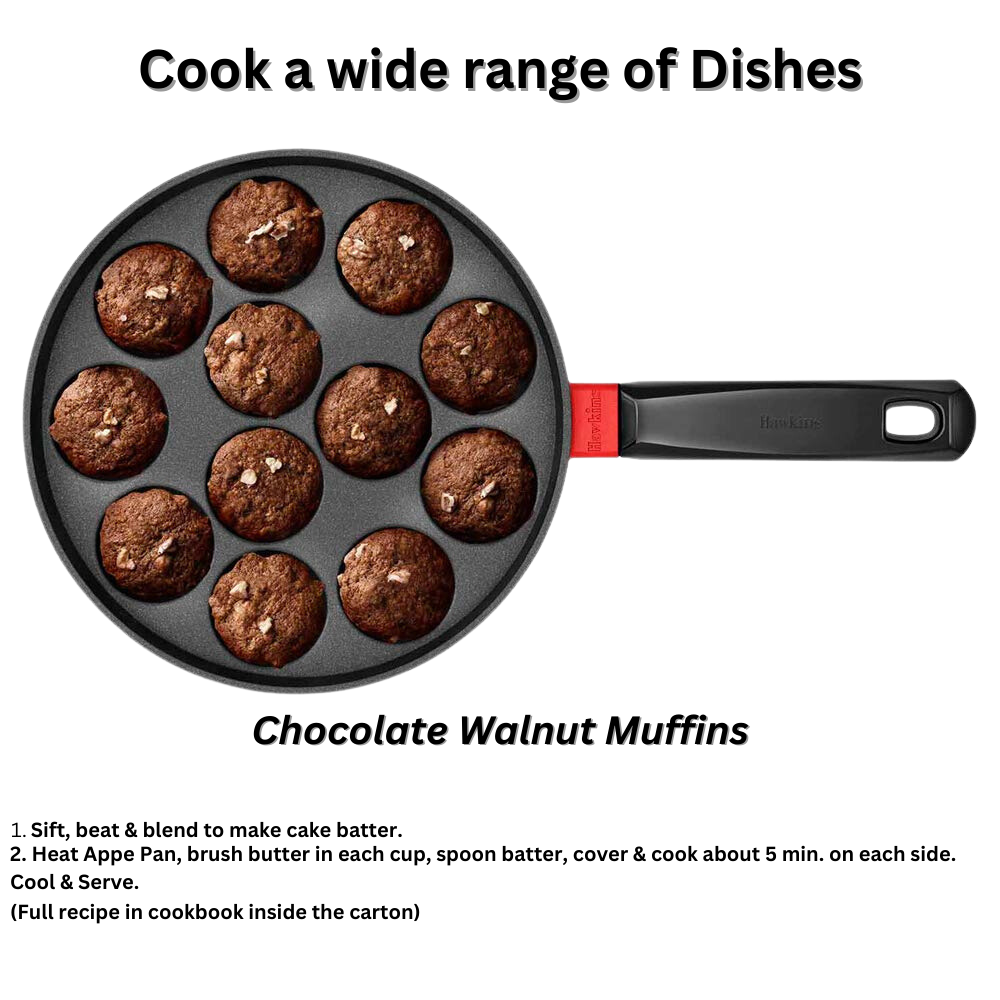 Hawkins Non Stick Appe Pan, Paniyarakkal  Pan, Litti Pan with Glass Lid, 12 Cups - Premium Non Stick Appam Patra with Glaas lid from Hawkins - Just Rs. 1170! Shop now at Surana Sons