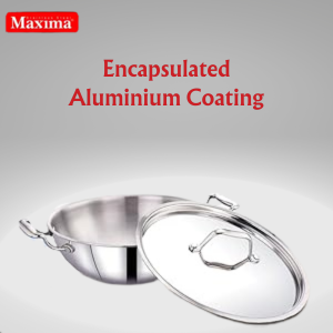 MAXIMA Tri Ply Stainless Steel Kadhai with Stainless Steel Lid | Heat Resistant Handle | Induction Bottom and Dishwasher Compatible - Premium SS Triply Kadhai from Maxima - Just Rs. 1939! Shop now at Surana Sons