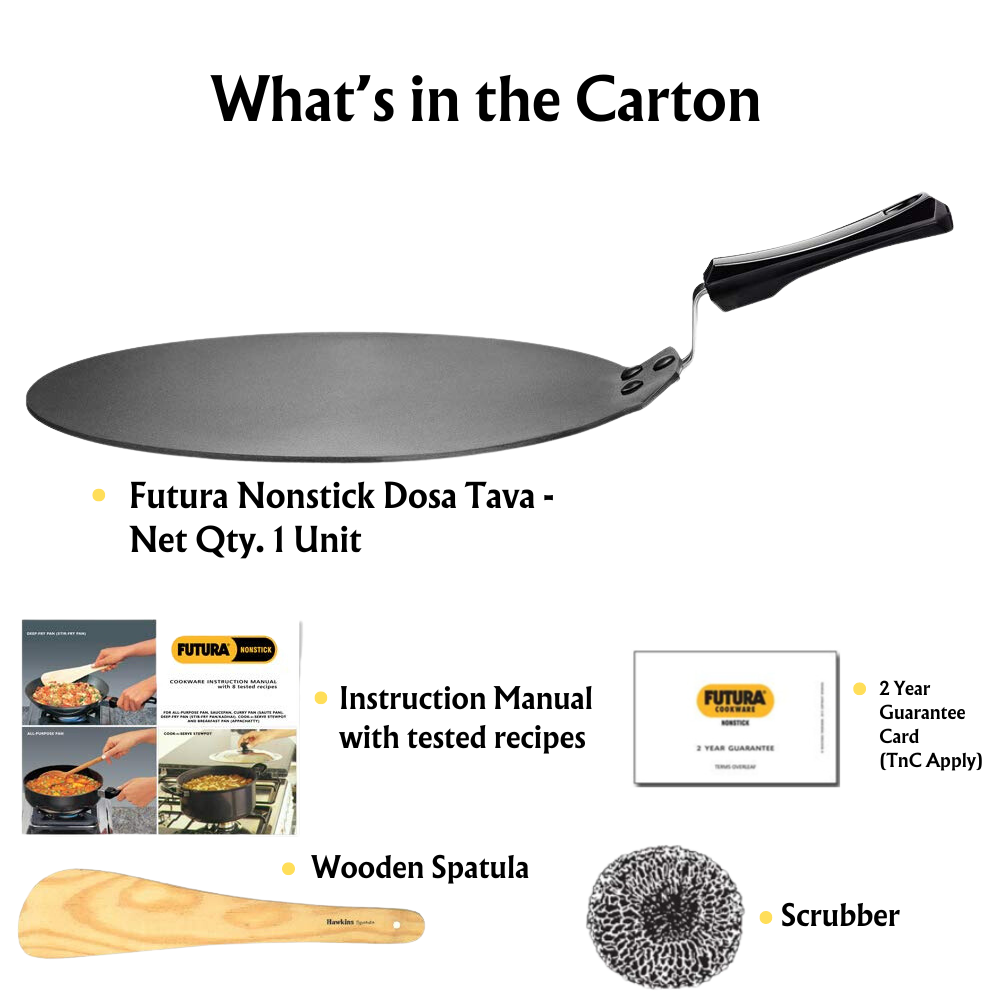 Hawkins Futura Nonstick Flat Dosa Tava, Thickness 4.88 mm (Black) - Premium Nonstick Dosa Tawa from Hawkins Futura - Just Rs. 1373! Shop now at Surana Sons